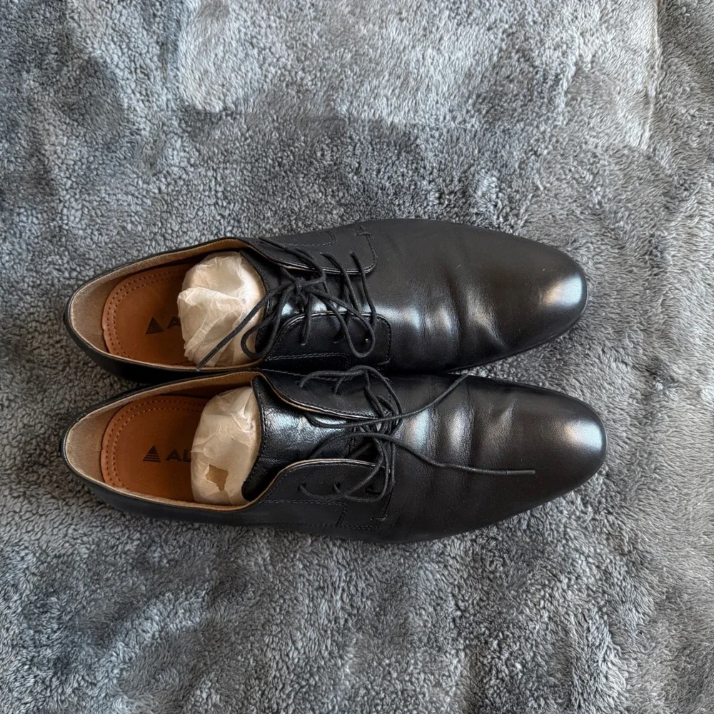 Aldo Black Leather Dress Shoes Men's US 9 Oxford Lace Up Formal Business
